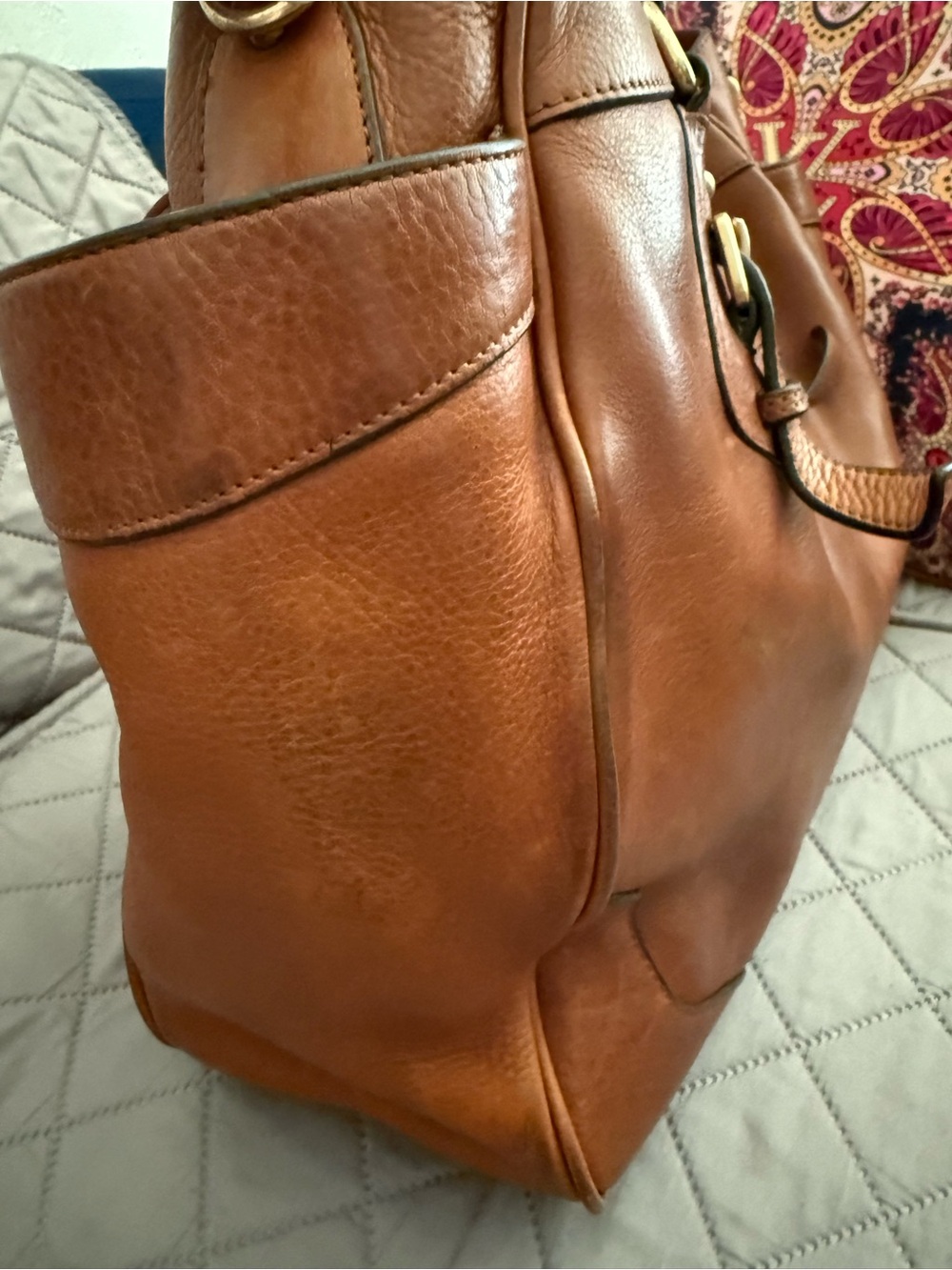 Prada Tan Leather Tote with Gold Hardware - Picture 7 of 16